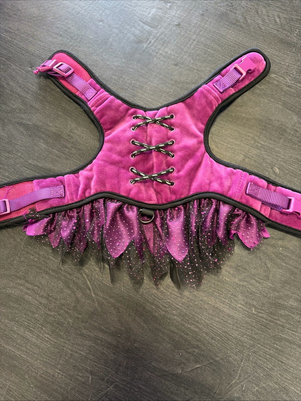 Purple Halloween Witch Sparkle Dog Harness Tutu
